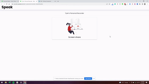 Screen recording and text uploads in recorder