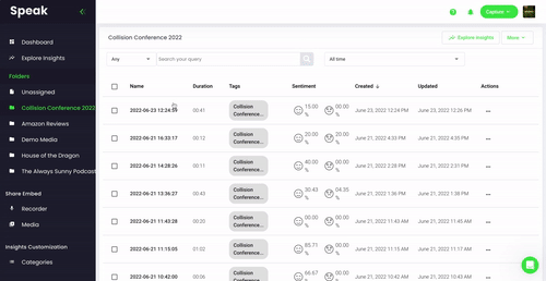 Explore Insights button on files and folders