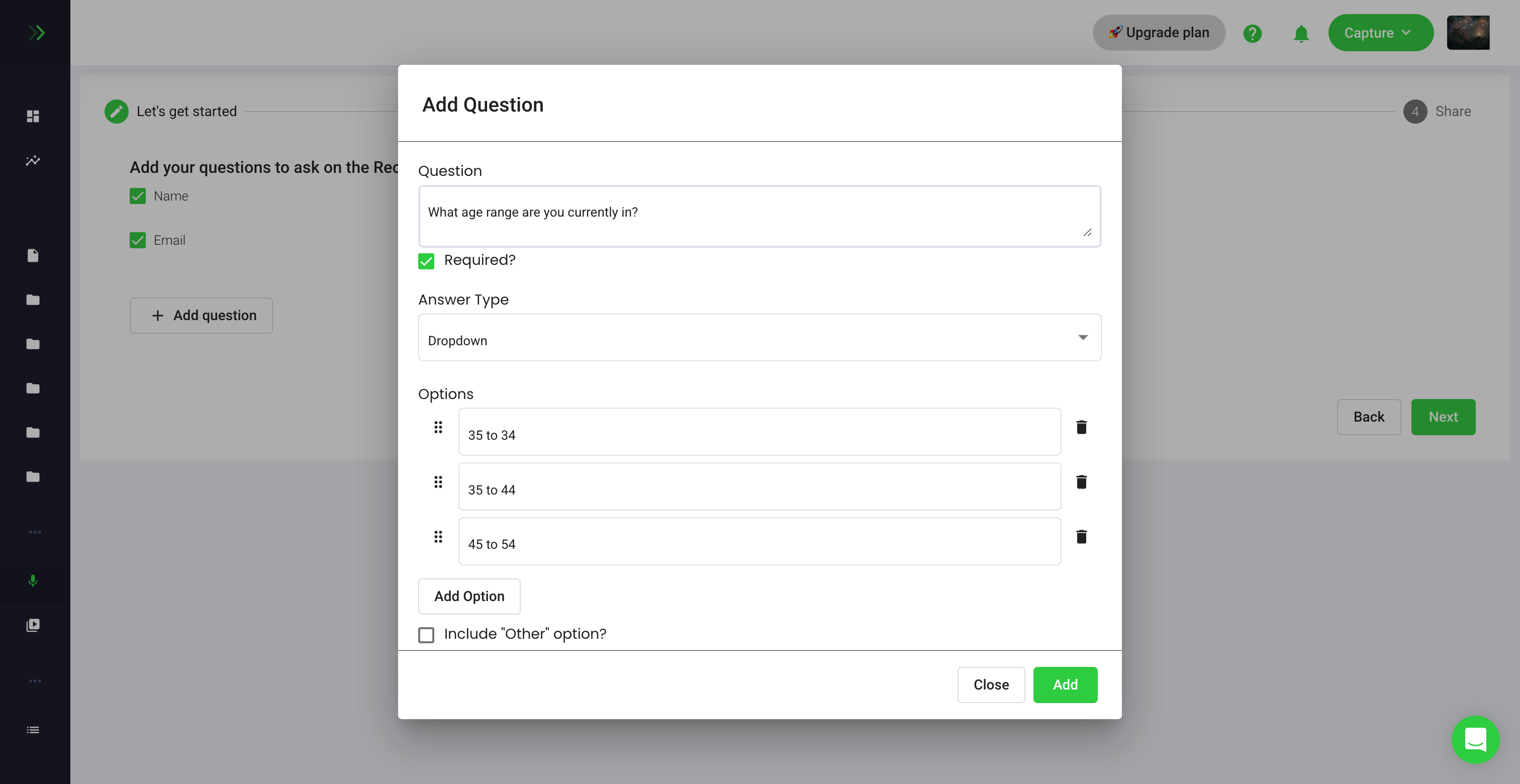 Embeddable recorder question types