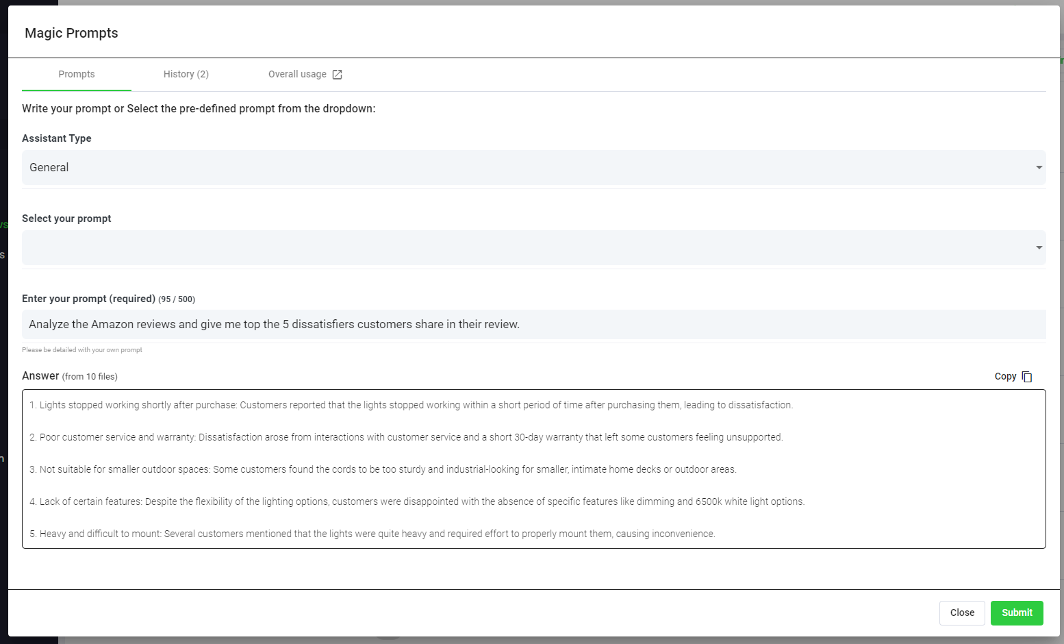 Analyze many files with Magic Prompts