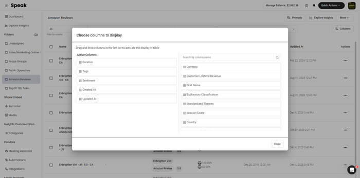 Manage your table columns
