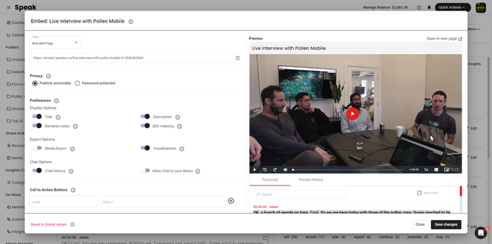 Redesigned media sharing interface