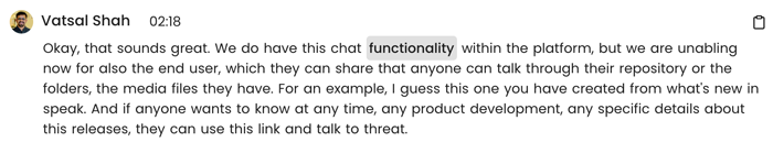 Word by word transcript playback
