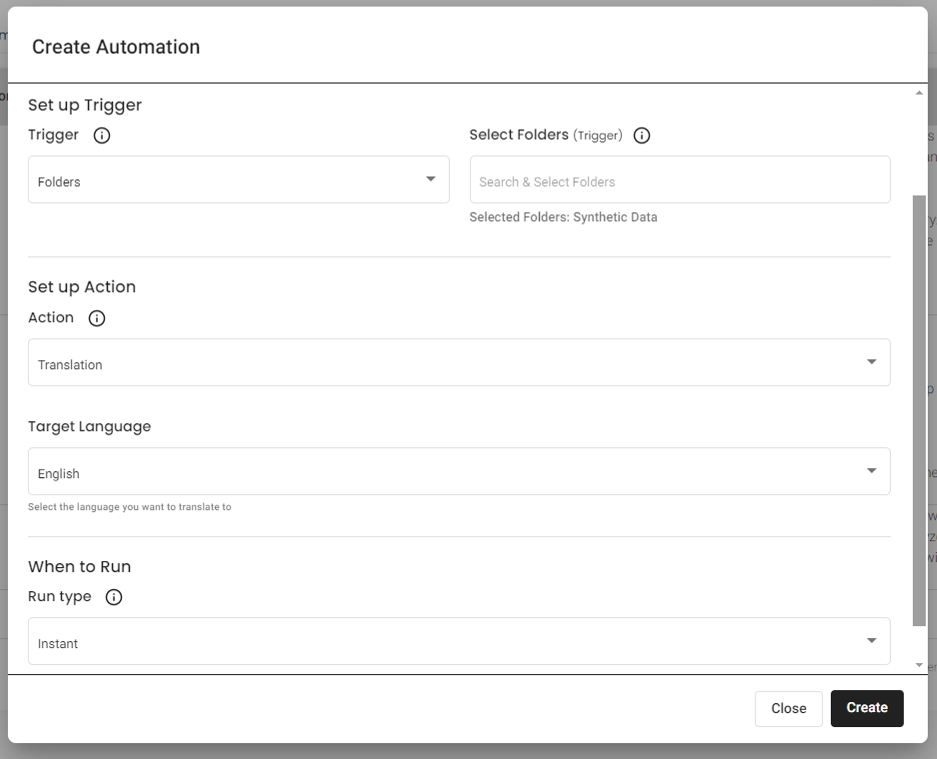 Instant translation in automations