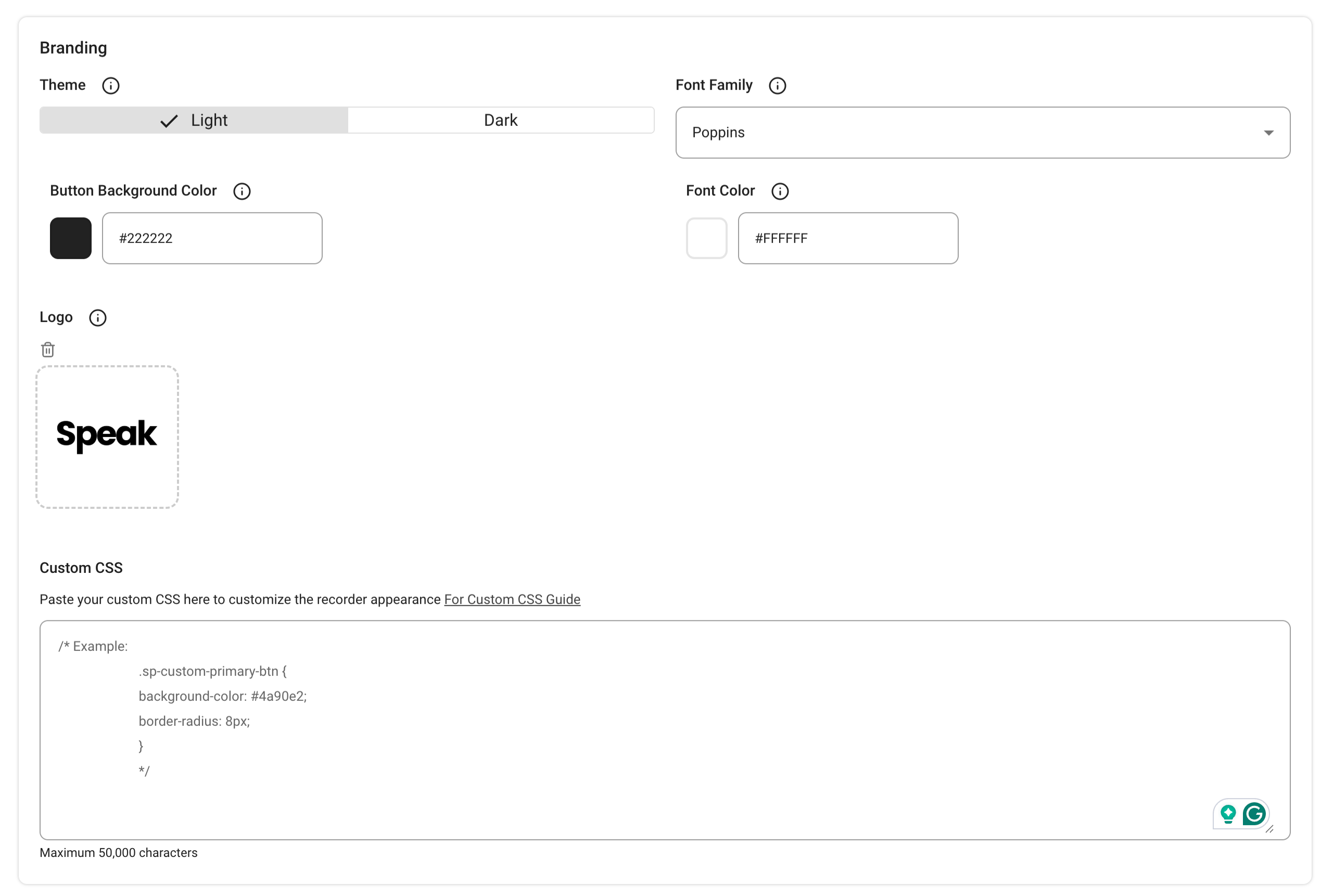 Custom CSS branding for surveys