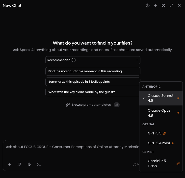 Pick the AI model for your chat